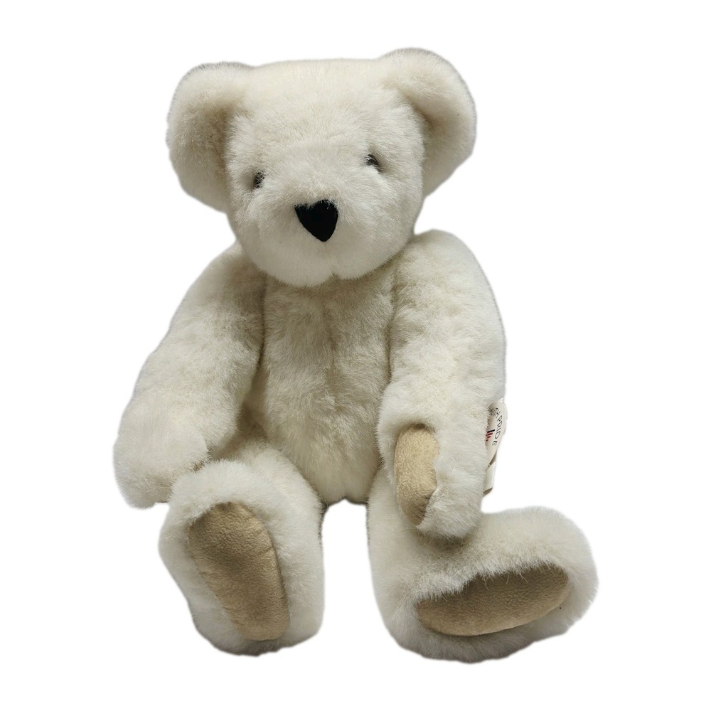 Vermont Teddy Bear Company 16 inch Jointed Plush Rare Cream Color USA Made 1994